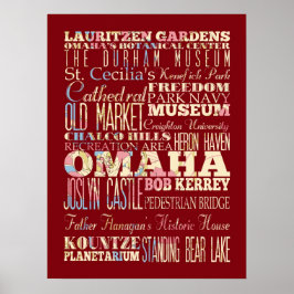Póster Atracción y famosos lugares de Omaha, Nebraska