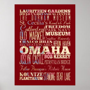 Póster Atracción y famosos lugares de Omaha, Nebraska