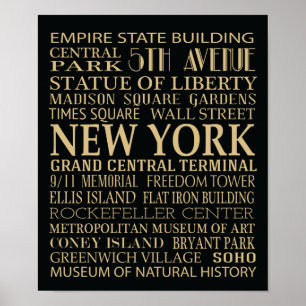 Póster Atracciones de Nueva York