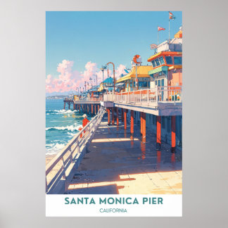 Póster Atracciones de Santa Mónica Pier - California