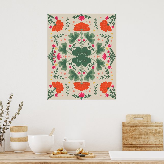 Póster Atracciones y flores de buena suerte (Cocina)