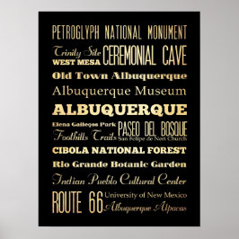 Póster Atracciones y lugares famosos de Albuquerque, N.M.