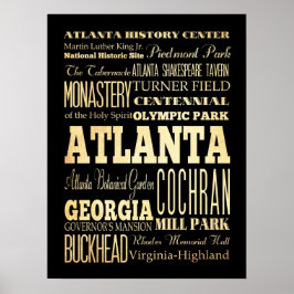 Póster Atracciones y lugares famosos de Atlanta, Georgia