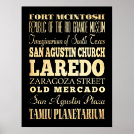 Póster Atracciones y lugares famosos de Laredo, Texas
