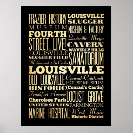Póster Atracciones y lugares famosos de Louisville, Kentu