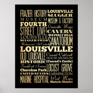 Póster Atracciones y lugares famosos de Louisville, Kentu