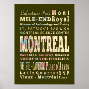 Póster Atracciones y lugares famosos de Montreal, Quebec