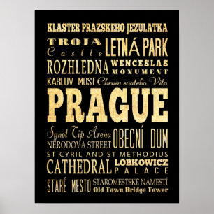 Póster Atracciones y lugares famosos de Praga, Stredocesk