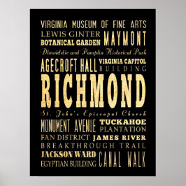 Póster Atracciones y lugares famosos de Richmond, Virgini