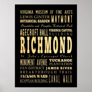 Póster Atracciones y lugares famosos de Richmond, Virgini