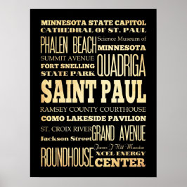 Póster Atracciones y lugares famosos de St Paul, Minnesot