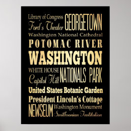 Póster Atracciones y lugares famosos de Washington, Nueva