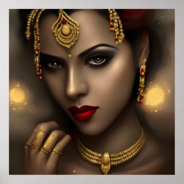 Póster Atractiva mujer india asiática impresionante Joya 