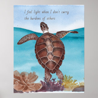 Póster Atractiva tortuga acuática Inspiradora
