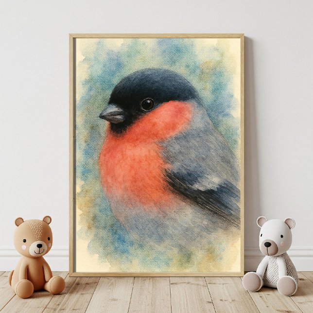 Póster Atractivo acuarela Bullfinch Bird Art (Subido por el creador)