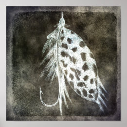 Póster Atractivo de pesca - Pescado de pesca de mosca