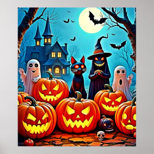 Póster Atractivo diseño nocturno de Halloween