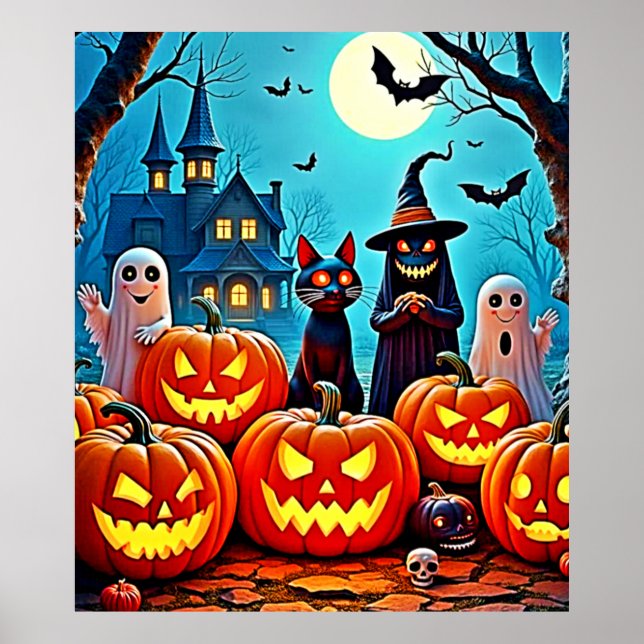 Póster Atractivo diseño nocturno de Halloween (Frente)