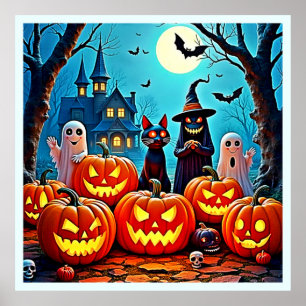 Póster Atractivo diseño nocturno de Halloween