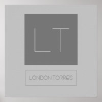 Atractivo Monograma Gris Liso