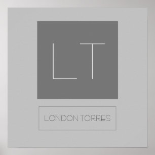 Póster Atractivo Monograma Gris Liso