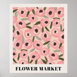 Póster Atractivo patrón floral de tinta   Botánico dibuja