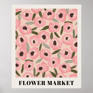 Póster Atractivo patrón floral de tinta | Botánico dibuja