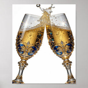 Póster Atractivo plateado BRINDIS POR BUENA SALUD