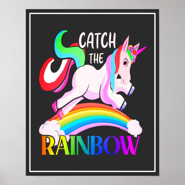 Póster Atrapa el diseño de Unicornio de Arcoíris (Frente)