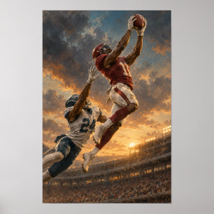 Póster Atrapada de Fútbol Americano en Salto – Dramático 