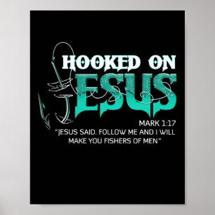 Póster Atrapado en Jesús divertido pesca 