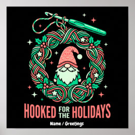 Póster Atrapado para las fiestas de crochet Gnome Navidad