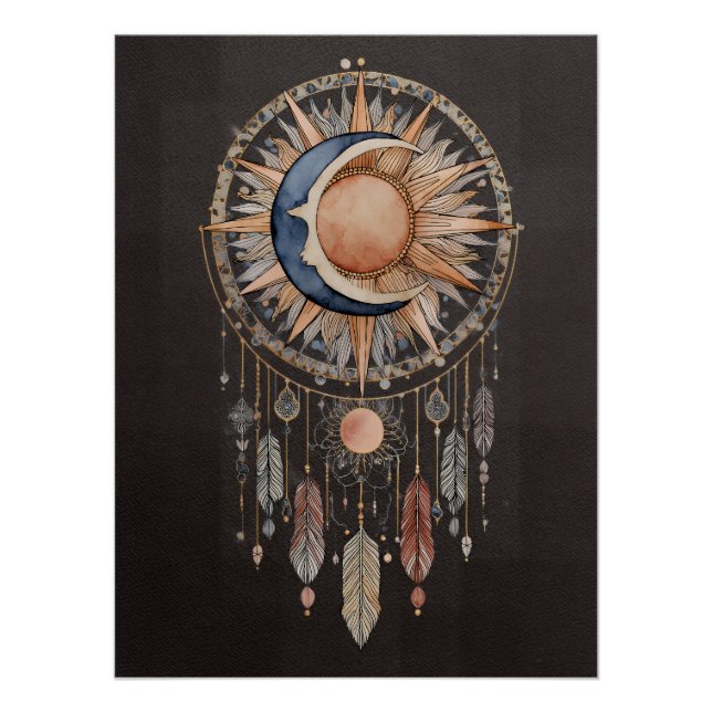 Póster Atrapasueños del Sol y la Luna Celestiales (Anverso)