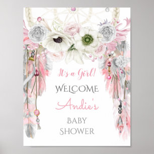 Póster Atrapasueños Tribal Boho Letrero de Bienvenida Ros