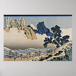 Póster Atrás de la montaña Fuji del río Minobu Hokusai