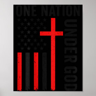 Póster Atrás Una Nación Bajo Dios Bandera Americana Crist