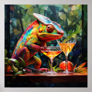 Póster Atrayente bebida de Chameleon: Cubism 8K Alto Post