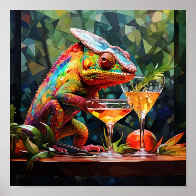 Póster Atrayente bebida de Chameleon: Cubism 8K Alto Post (Frente)