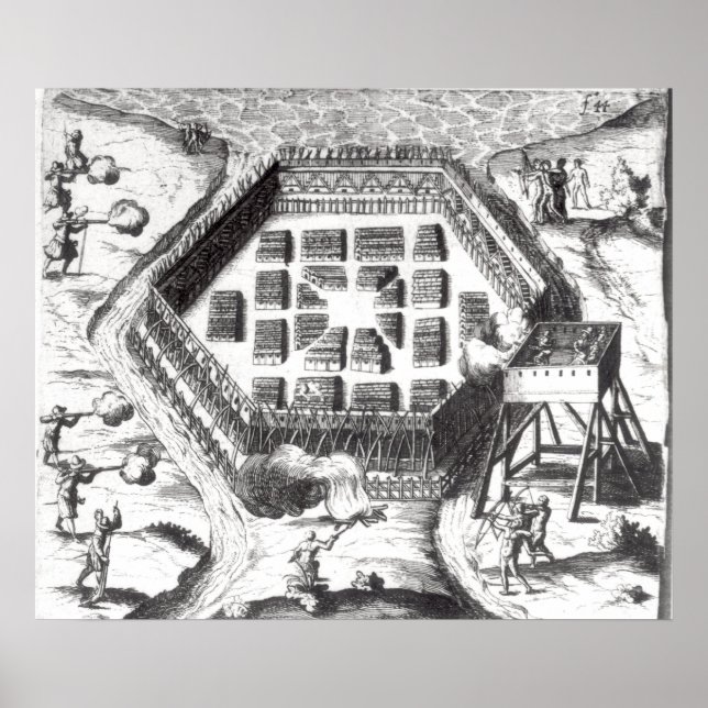 Póster Attack on an Iroquois village (Frente)