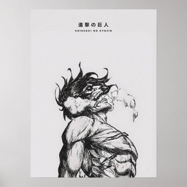 Póster Attack Titan Figure Dark Anime Line Art (Frente)