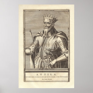 Póster Attila El hun, azote de Dios, de la imprenta antig