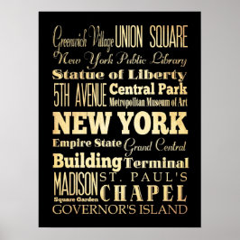 Póster Attractions & Famous Places of New York, New York