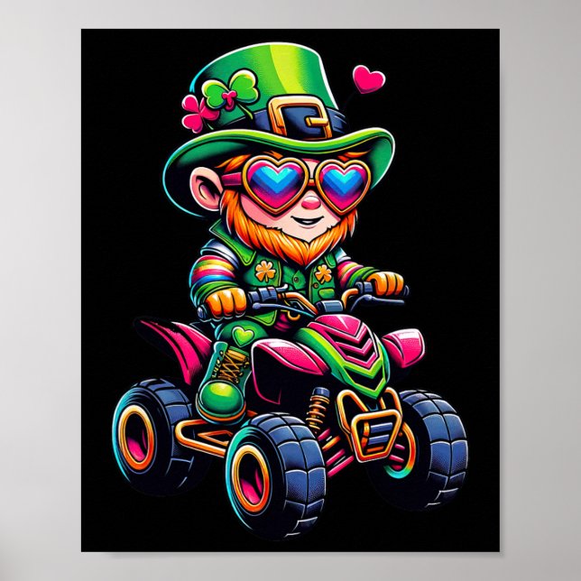 Póster Atv 4 Wheeler Leprechaun Kids Mens Womens St Patri (Frente)