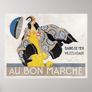 Póster Au Bon Marche - Art Deco de moda vintage