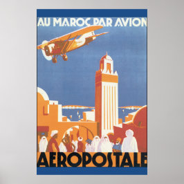 Póster Au Maroc Par Avion Vintage Travel Poster
