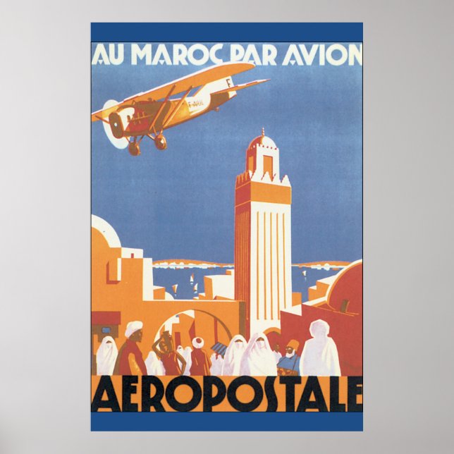Póster Au Maroc Par Avion Vintage Travel Poster (Frente)