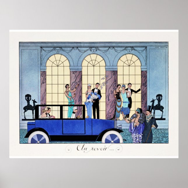 Póster Au Revoir, ilustracion Art Deco de 1920 (Frente)