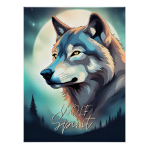 Poster au style spirit wolf design peint unique