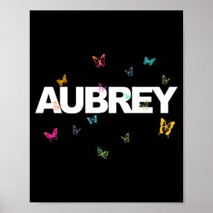 Póster Aub - Hermoso Nombre Con Mariposas Coloridas