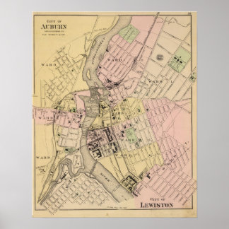 Póster Auburn, Mapa de Lewiston
